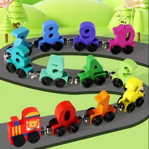 12-Piece Magnetic Number Train Set, Wooden Colorful Learning Toy, Math Learning Blocks, Math Learning Tools,