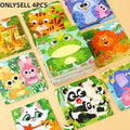 Children Wooden Puzzle Set, 4-Piece Cartoon Animal Traffic Puzzles, Animal Shape Puzzle, Early Education Toy