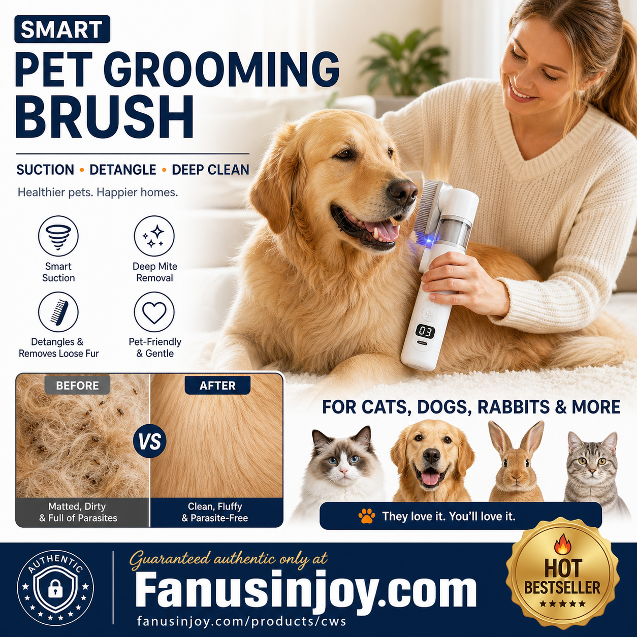 Electric Pet Grooming Comb🐕Keep your furry friends away from mites, fleas and tangled fur！
